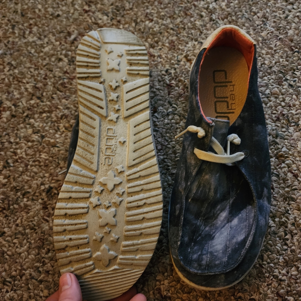 Hey Dude Navy and Cream Slip-On Shoes